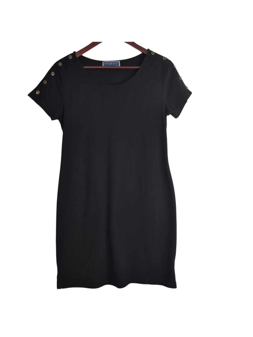 Karen Scott Sport Black dress w/decorative gold studs along the shoulders Size S